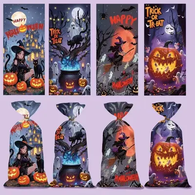 Halloween Candy Bag with Pumpkin and Bat Design - 10