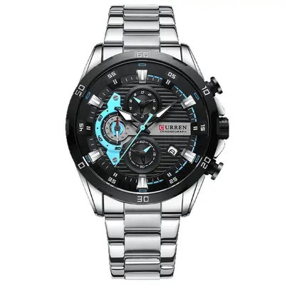 Curren 8402 erkek kuvars saati, su geçirmez, gece ışığı, çelik kayış - 5