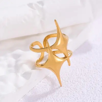 Stainless steel ring, 18K gold plated, minimalist design