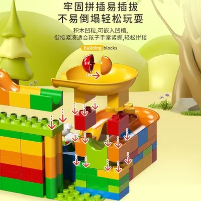 Large Brick Slide Building Block Set, 5-in-1 Educational Toy for Ages 3-6 - 4