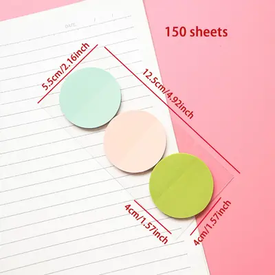 Transparent Round Index Sticky Notes, Fluorescent, Reusable - 8