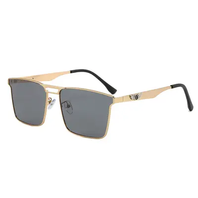 Double-Bridge Metal Square Polarized Sunglasses for Men, Driving - 7
