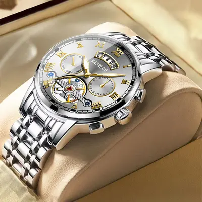 Cross-border New Stainless Steel Fake Tourbillon High-value Watch Men's Fashion Luminous Waterproof Men's Watch Steel Strap Model - 8