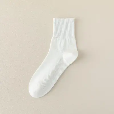 Men's Spring and Autumn Sports and Casual Cotton Socks Sweat-Absorbing and Breathable Men's Seamless Work Pure Color Summer Mid-Calf Cotton Socks - 7