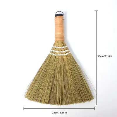 Handmade Miscanthus Tea Tray Set with Small Brush and Desktop Broom - 7