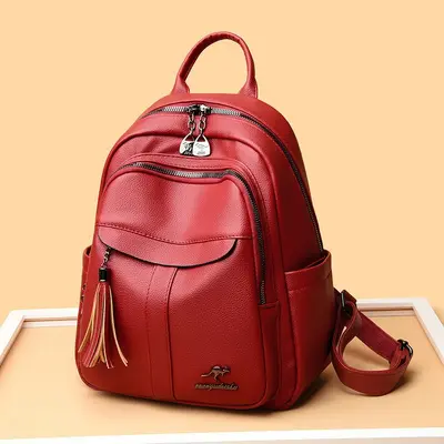 Women's PU Backpack, Large Capacity Outdoor Travel Bag - 6
