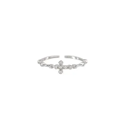 Cross design minimalist open ring for women