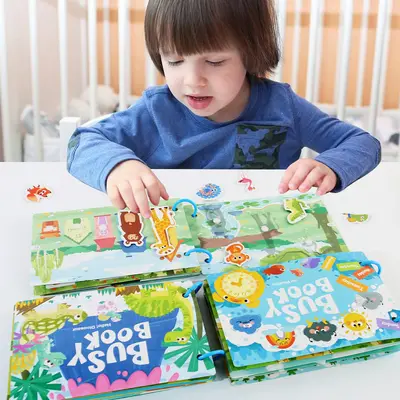 Kinder-Stille-Buch, abreißbare Sticker-Beschäftigungsbuch, Eltern-Kind-Interaktives Spielz