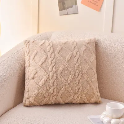 Instagram style plush pillow cover jacquard geometric pattern cushion cover/sofa living room backrest pillow cover headboard square pillow cover - 8