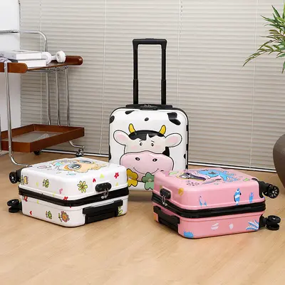 Cartoon Kinder-Koffer 18 Zoll mit Zahlenschloss, Universalrollen, Reisekoffer für Jungen und Mädchen, flugzulässig, Schüler-Trolley-Koffer