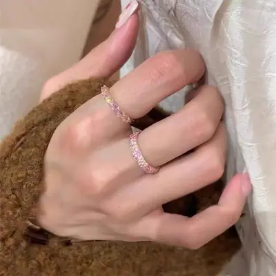 Farbige Diamantreihring Dopamin-Stil rosa - 6