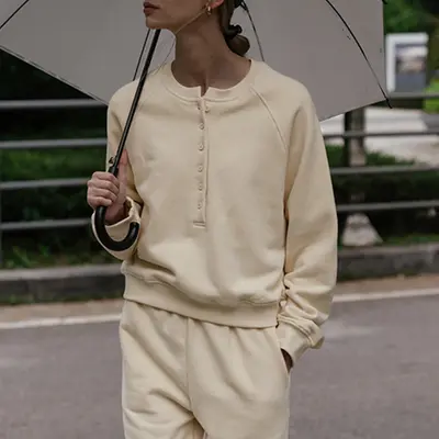 Kadın sweatshirt takımı, sonbahar-kış, polar astarlı, iki parça - 8