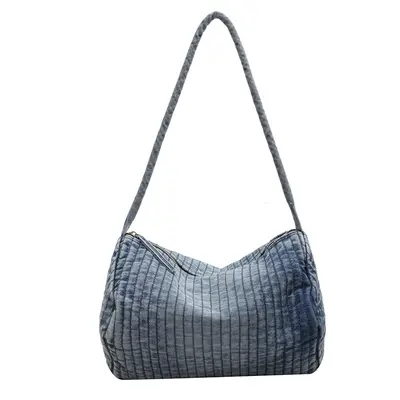 Damen-Umhängetasche aus Jeans mit Rautensteppung - 5