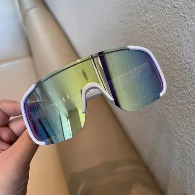 One-Piece Cycling Sunglasses for Men and Women, Windproof, Silver Frame - 9