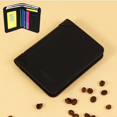 Retro Ultra Slim Men's Tri-Fold Short Wallet with License Slot - 11