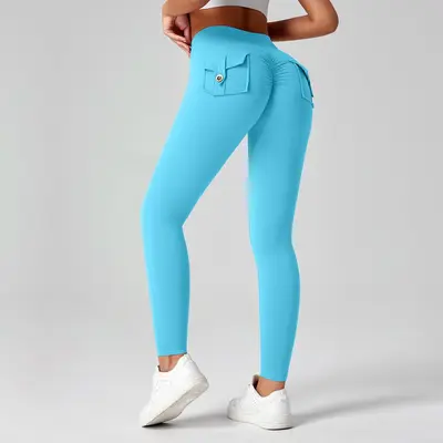 Damen-Yogahose mit hohem Bund, Po-Lifting-Effekt, angeraute elastische Qualität - 9