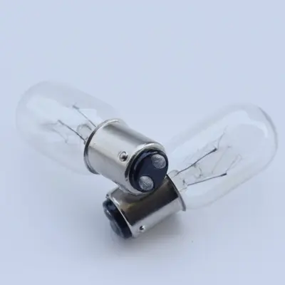 T22 Tubular Sewing Machine Bulb 230V 15W, B15D Base, Dual Contact