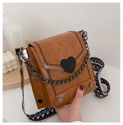 Kleine Vintage-Tasche für fettige Haut, doppelschichtige Großraum-Handytasche, Münzbörse, modische vielseitige Grenzüberschreitungs-kleine Tasche, Umhängetasche. - 10