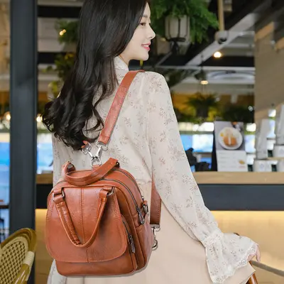 Soft Leather 3-in-1 Women's Backpack and Shoulder Bag
