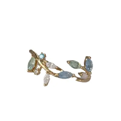 Best-selling adjustable zircon stone open ring with 16k real gold plating on copper popular in Europe and America, sweet and cute flower ring for women.