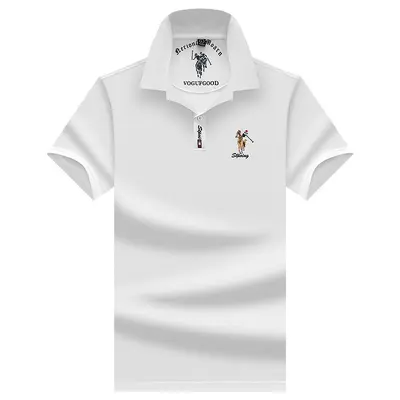 Men's Short Sleeve Pure Cotton Solid Color Polo Shirt - 7
