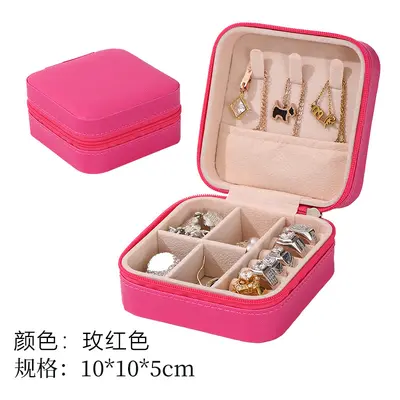 Leather jewelry box ring box portable travel jewelry storage box bracelet necklace jewelry storage box cross-border wholesale - 12