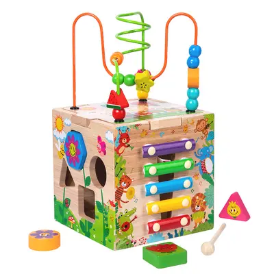 Sechsseitiges Perlen-Labyrinth Lernspielzeug, multifunktionale Spielbox für Babys