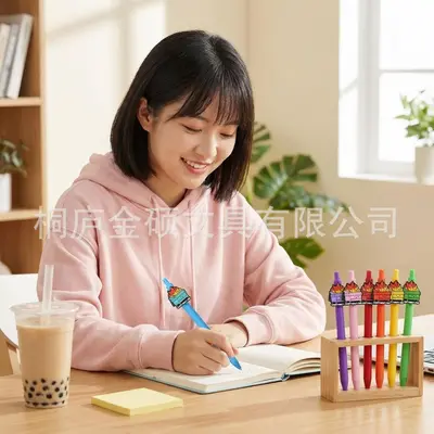 Flame Click Ballpoint Pen with Paper Card Gift Pen