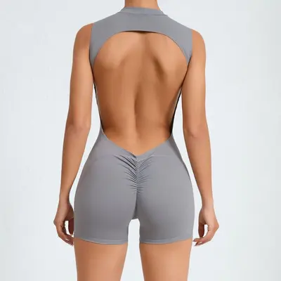 Sleeveless Backless Yoga Jumpsuit with Removable Chest Pads - 8