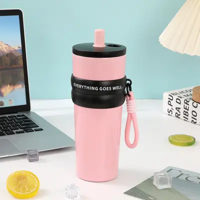 Taşıma Askılı Pipetli Termos Bardak 316 Paslanmaz Çelik Büyük Hacim 500ml - 10