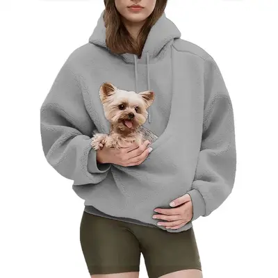 BK8837# Amazon Europa USA Herbst Winter Cross-Border einfarbiger Kapuzen-Plüsch Haustier-Tasche lockerer Pullover Damen