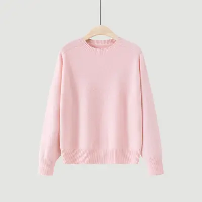 %100 Merino Yünü Dikişsiz Örme Kazak, Düz Renk, Bol Kesim - 13