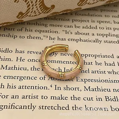 Gold egg-shaped gemstone stackable ring for women - 11