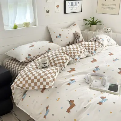 Manufacturer wholesale four-piece cartoon pattern bedding set, single sheet, dormitory sheet, duvet cover, ins-style quilt cover, three-piece set, autumn 3. - 7