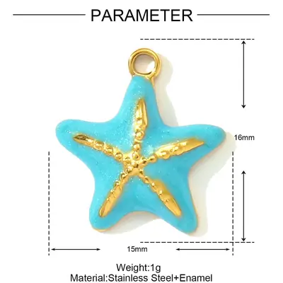 Starfish and Coconut Tree Titanium Steel Drop Earrings and Pendant, DIY Jewelry Accessory - 7