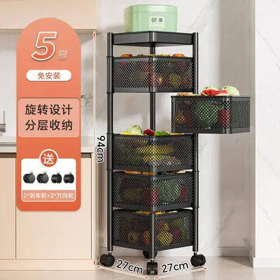 Kitchen cabinet shelf system with rotating compartments, spice and bowl storage - 6