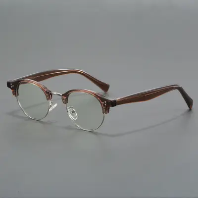 Unisex Retro-Brillengestell in Schildpattoptik, halbrandlos
