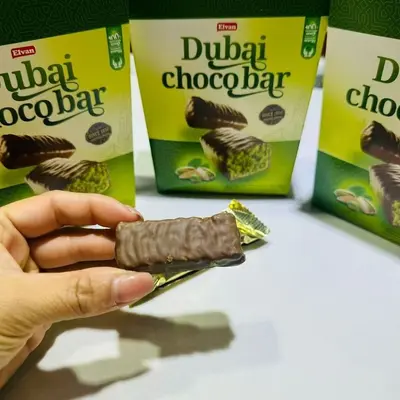 Dubai Chocolate Bar with Pistachio Filling, Boxed, Made in Turkey
