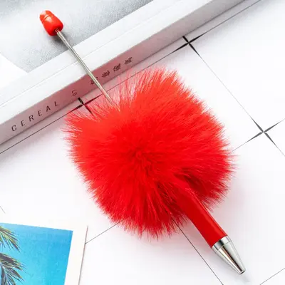 Plush Dotted Beaded Ballpoint Pen, Creative DIY Bead Pen - 10