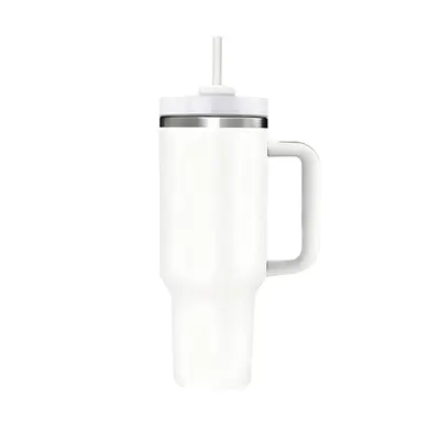 40 oz Stainless Steel Ice Dragon Tumbler with Hidden Text, Handle and Straw - 7