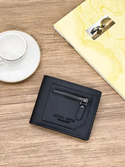 Retro Men's Leather Wallet, Short Model with Zipper ID Card Holder - 6