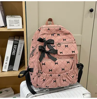 Bow Print School Backpack for Junior and Senior High School Students - 8