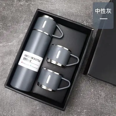 304 Stainless Steel Thermos Cup Set, Straight Body, 1 Cup 3 Lids - 9