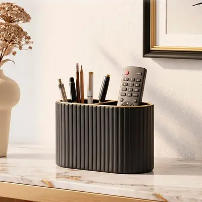 Light Luxury Oval Pen Holder and Desktop Storage Box for Office - 4