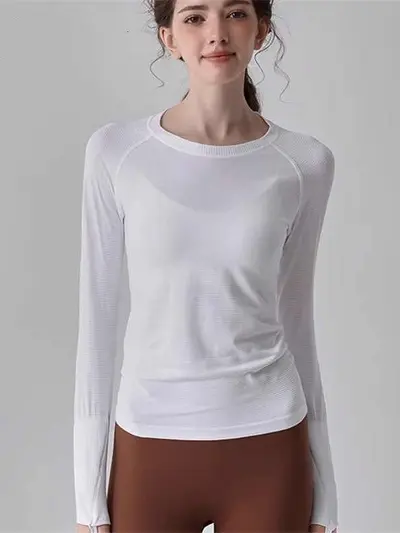Kadın slim fit uzun kollu yoga ve koşu üst giyim - 2