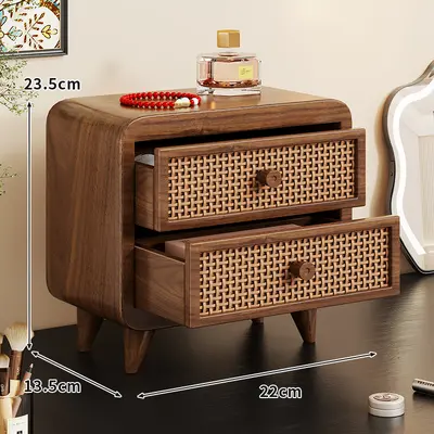 Katı ahşap kozmetik saklama kutusu, çekmeceli - 10