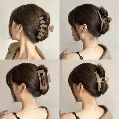 Card mounted high-quality rubber paint large grip simple brown hair clip barcode hair accessory back of head shark clip