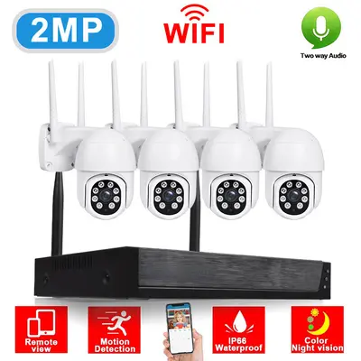高清安全闭路电视全集8ch 2mp Nvr套件的wifi摄像头系统套件