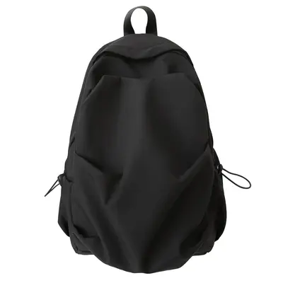 Koreanische Version vielseitiger einfarbiger Rucksack mit Falten Herren-Freizeit-Rucksack Damen-Reiserucksack Mittelschule Oberschule Schüler-Rucksack - 7