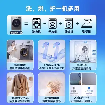 Haier Trommelwaschmaschine, 10 kg, Einbau, extra flach, Waschen und Trocknen